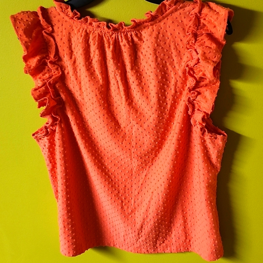 NWT Women's Ruffled Coral Top, Sz L - Picture 6 of 7